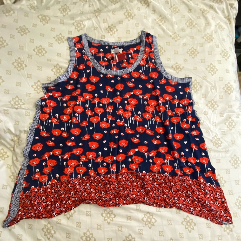 Blue and red floral tank top